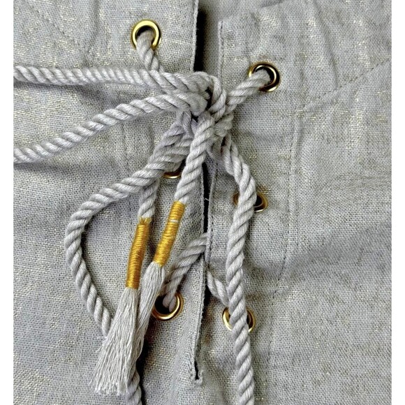 Sigrid Olsen Shirt Womens XL Gold Linen Blend Metallic Top Short Sleeve Pullover - Picture 5 of 11